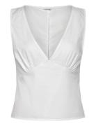 Sleeveless V-Neck Cotton Poplin Top Tops Blouses Sleeveless White Week...