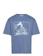 Short-Sleeved Printed T-Shirt Tops T-shirts Short-sleeved Blue Mango