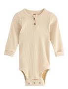 Body Henley Pitkähihainen Body Beige Lindex