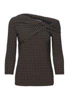 Geo-Print Jersey Off-The-Shoulder Top Tops T-shirts & Tops Long-sleeve...