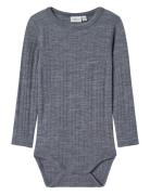 Nmmwang Wool Needle Ls Body Solid Bodies Long-sleeved Grey Name It