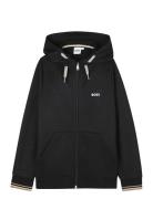 Hooded Cardigan Tops Sweat-shirts & Hoodies Hoodies Black BOSS