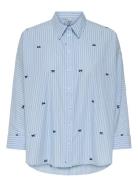 Onlzeidi Grace Ls Bow Emb Shirt Wvn Tops Shirts Long-sleeved Blue ONLY