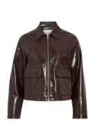 Vijenora L/S Zip Short Jacket Nahkatakki Brown Vila
