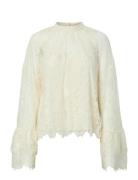 Yasarizona Ls Lace Top - D2D Tops Blouses Long-sleeved Cream YAS