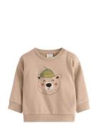 Sweatshirt Applique Tops Sweat-shirts & Hoodies Sweat-shirts Beige Lin...