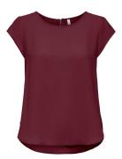 Onlvic S/S Solid Top Noos Wvn Tops Blouses Short-sleeved Burgundy ONLY