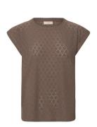 Fqblond-Tee Tops T-shirts & Tops Short-sleeved Brown FREE/QUENT