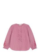 Shirt Ls Y/D Tops Shirts Long-sleeved Shirts Pink Minymo
