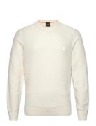 Anion_S Tops Knitwear Round Necks Cream BOSS