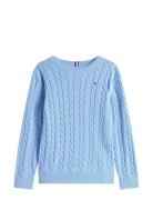 Cotton Cable Sweater Tops Knitwear Pullovers Blue Tommy Hilfiger