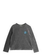 Clover Emb Velour Top Tops T-shirts Long-sleeved T-shirts Grey Mini Ro...