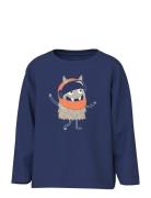 Nmmvagno Ls Loose Top Tops T-shirts Long-sleeved T-shirts Navy Name It