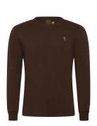 Custom Slim Fit Jersey T-Shirt Tops T-shirts Long-sleeved Brown Polo R...