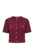 Onlkiel S/S Button Card Knt Moch Tops Knitwear Cardigans Red ONLY