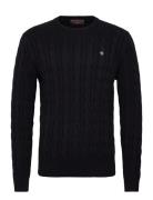 Nathan Cable Ck Tops Knitwear Round Necks Navy Morris