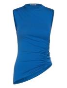 Draped Top Tops T-shirts & Tops Sleeveless Blue Weekday