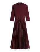 Slim 5X2 Rib Mix Midi Drs Polvipituinen Mekko Burgundy Tommy Hilfiger