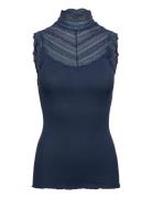Rwbenita Silk Sl Turtleneck Lace To Tops T-shirts & Tops Sleeveless Na...