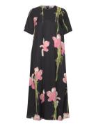 2263 Dry Viscose, Flowy Short Sleev Designers Knee-length & Midi Black...