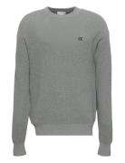 Ls Ez Cotton Waffle Crwnk Swtr 9 Tops Knitwear Round Necks Grey Calvin...