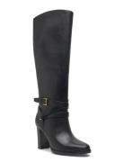 Collins Burnished Leather Tall Boot Heel Korkeavartiset Saapikkaat Bla...