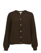 Objflora Re Ls Knit Button Cardigan Noos Tops Knitwear Cardigans Brown...