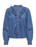 Onldasha-Sevigny L/S Frill Shirt Dnm Akm Tops Shirts Long-sleeved Blue...