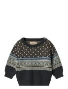 Jaquard Pullover Julius Tops Knitwear Pullovers Multi/patterned Wheat