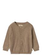 Knit Cardigan Bjørn Tops Knitwear Cardigans Brown Wheat