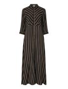 Yassavanna Long Shirt Dress S. Noos Maksimekko Juhlamekko Brown YAS