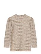 Kelly Heart Ls Puff Blouse Tops Blouses & Tunics Beige Fliink