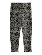 Leopard Aop Brushed Jersey Leggings Bottoms Leggings Grey Mini Rodini