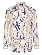 Relaxed Fit Belting-Print Crepe Shirt Tops Shirts Long-sleeved Multi/p...