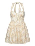 Pollie Halter Mini Dress Lyhyt Mekko Yellow Bardot