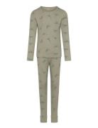 Nmmnightset Agave Green Dino Rib Noos Pyjamasetti Pyjama Green Name It