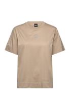 Elpha_Placed3 Tops T-shirts & Tops Short-sleeved Beige BOSS