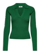 Knitted Collar Top Tops Knitwear Jumpers Green Monki
