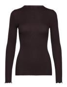 Silk T-Shirt Tops T-shirts & Tops Long-sleeved Brown Rosemunde