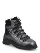 Boots - Flat - With Lace And Zip Bootsit Nauhalliset Saapikkaat Silver...