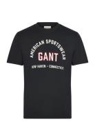 Printed Graphic Ss T-Shirt Tops T-shirts Short-sleeved Black GANT