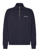 Script Half Zip Sweat Tops Sweat-shirts & Hoodies Sweat-shirts Navy GA...