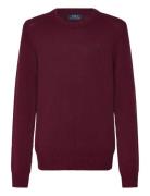 Cotton Crewneck Sweater Tops Knitwear Pullovers Burgundy Ralph Lauren ...