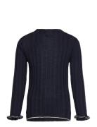High Neck Blouse Tops Knitwear Pullovers Navy FUB