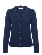 Rwlaica Cashmere Ls V-Neck Lace Car Tops Knitwear Cardigans Navy Rosem...