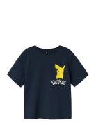 Nkmstu Pokemon Ss Nreg Top Box Sky Tops T-shirts Short-sleeved Navy Na...