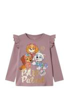 Nmfsabine Paw Ls Top Box Cplg Tops T-shirts Long-sleeved T-shirts Purp...