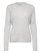 Rwsofia Ls Wool Pointelle Crew Knit Tops Knitwear Jumpers Grey Rosemun...