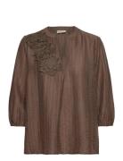 Fqmolla-Blouse Tops Blouses Long-sleeved Brown FREE/QUENT