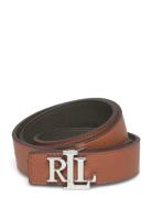 Logo Reversible Pebbled Leather Belt Vyö Brown Lauren Ralph Lauren